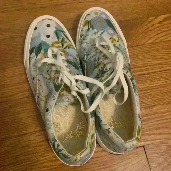 Keds X Rifle Paper Light Blue Garden Party Anchor Sneaker, Womens Size 5.5 - Picture 3 of 14